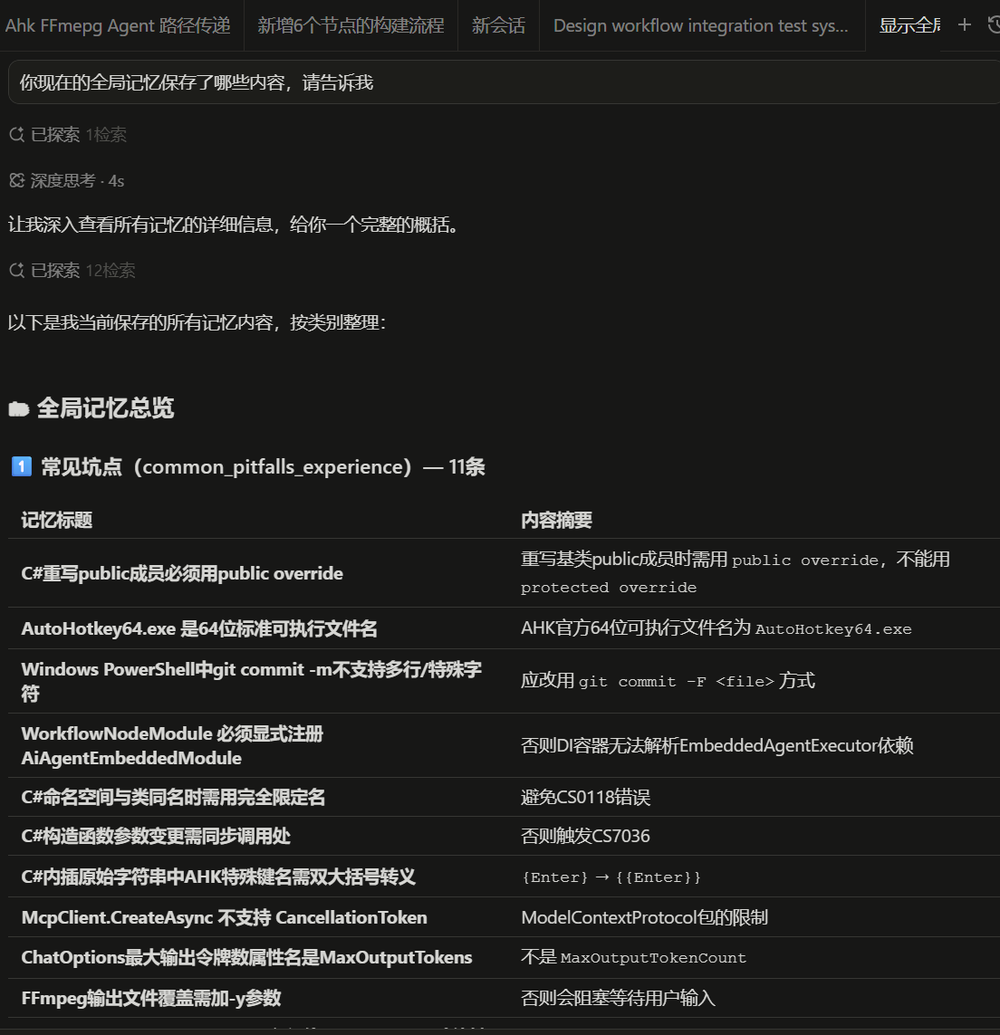 全局记忆总览——按类别整理的记忆清单